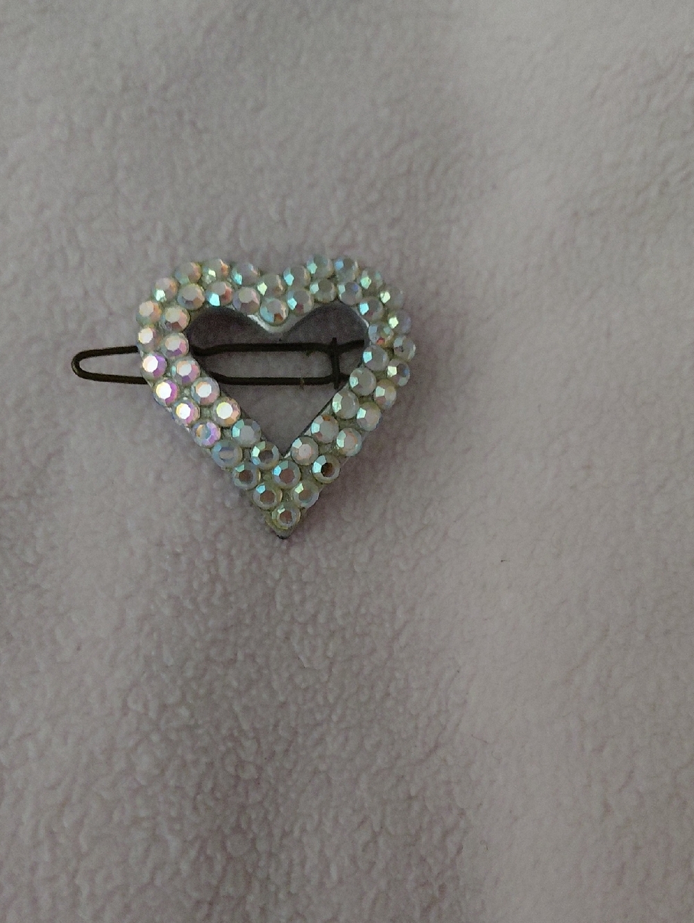 Rhinestone Heart Hair Clip - Iridescent Crystal